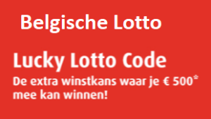 Belgische Lotto Lucky Lotto Code extra winstkans 500 Euro