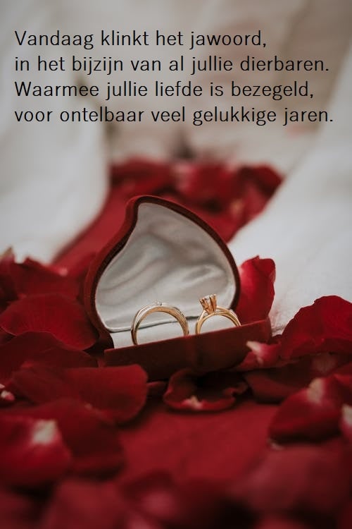 huwelijkswensen ringen bloemen