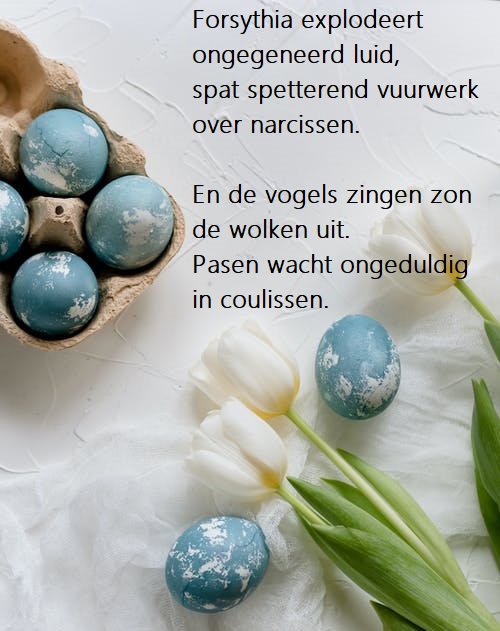 paaswensen paaseieren witte tulpen